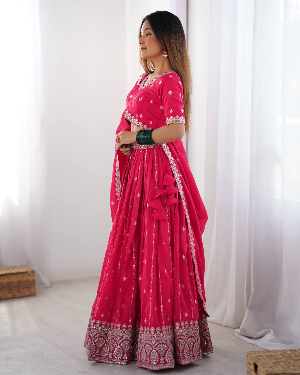 Pink Silk Lehenga Choli