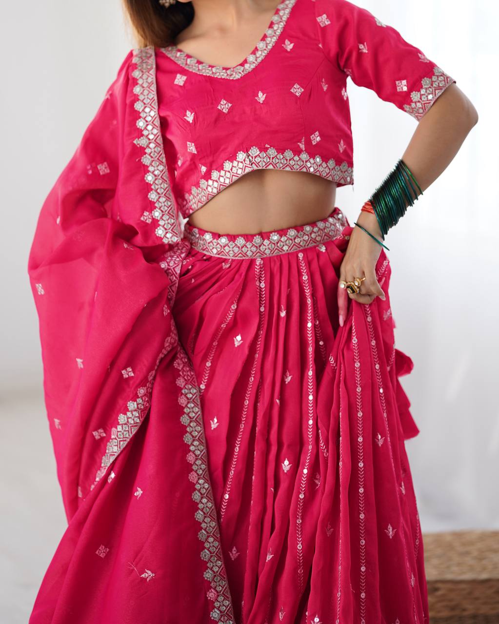 Pink Silk Lehenga Choli