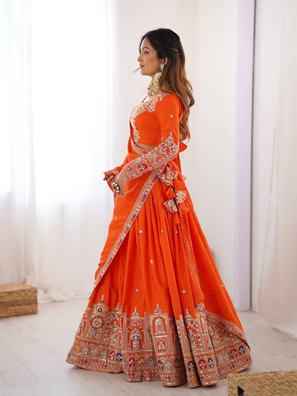 Orange Sequnce Work Chaniya Choli