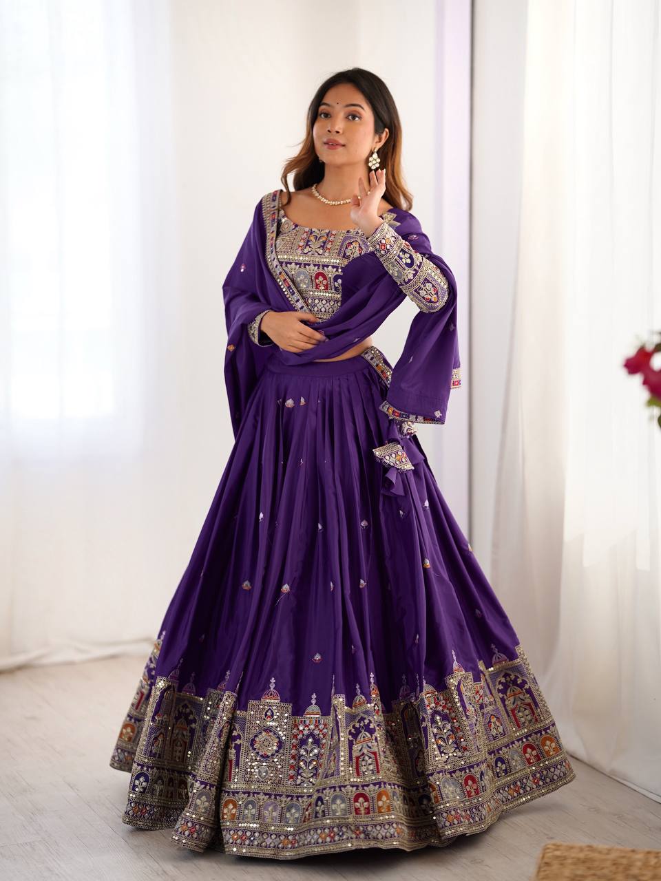 Purple Sequnce Work Chaniya Choli