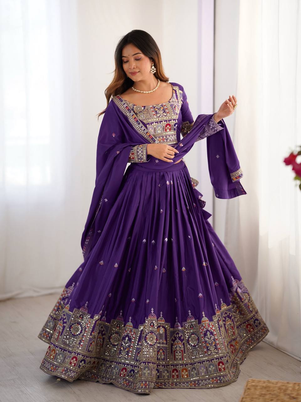 Purple Sequnce Work Chaniya Choli