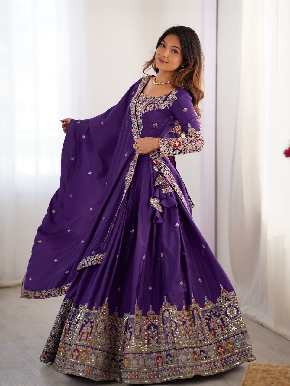 Purple Sequnce Work Chaniya Choli