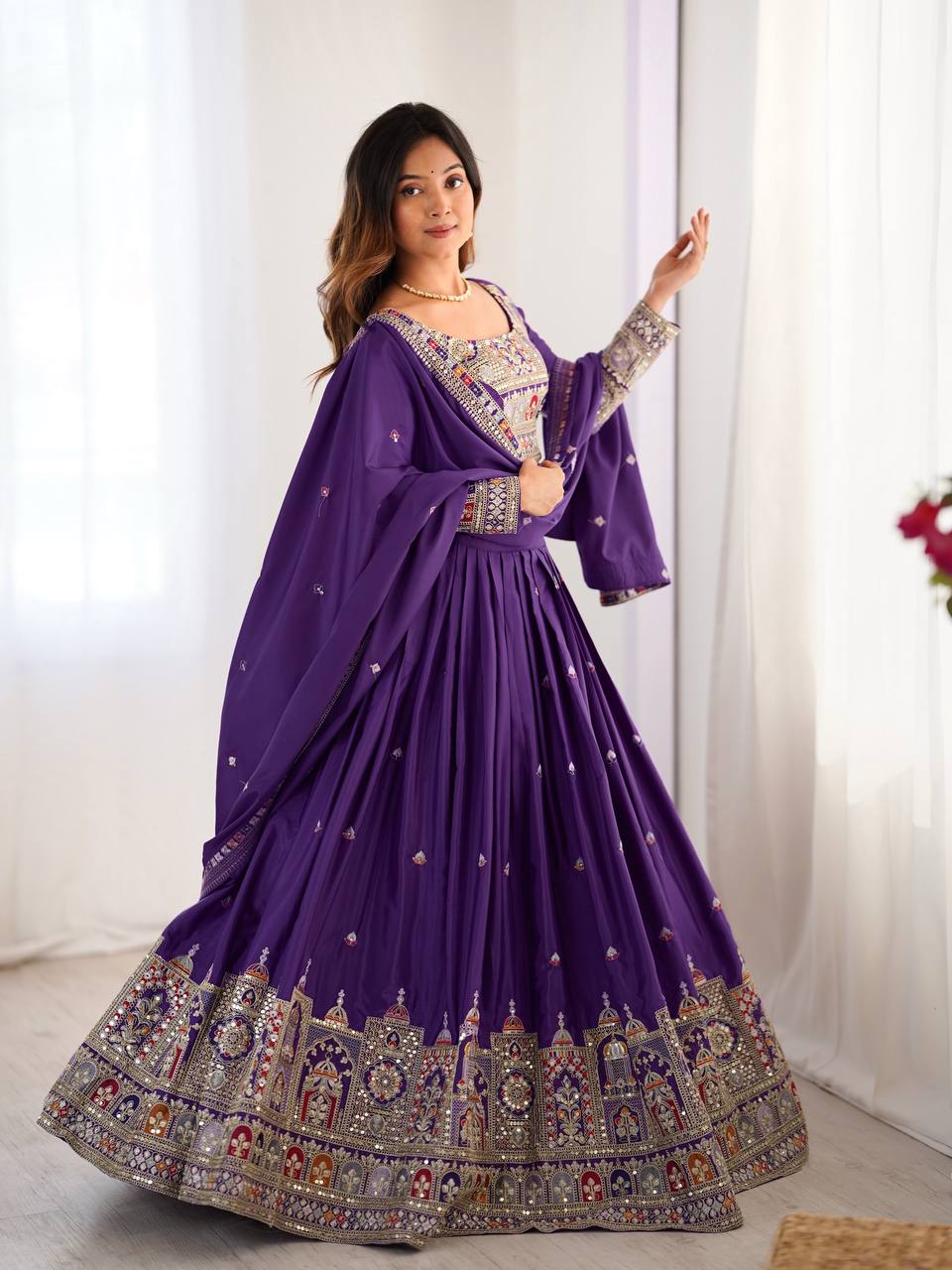 Purple Sequnce Work Chaniya Choli