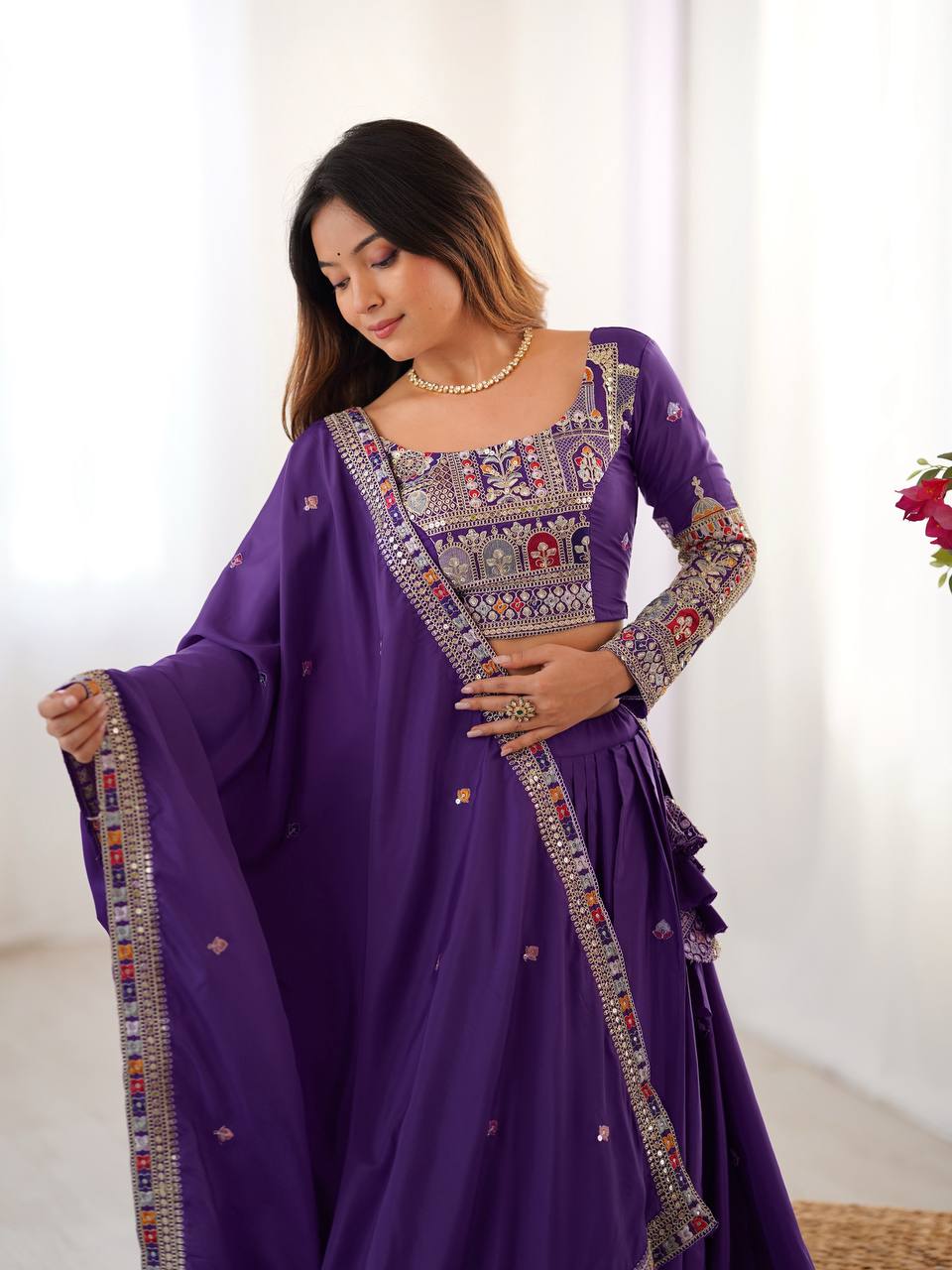 Purple Sequnce Work Chaniya Choli