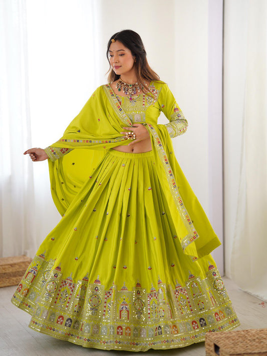 Lemon Yellow Sequnce Work Chaniya Choli