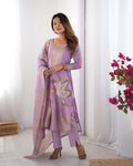 Peach Chanderi Silk Kurta Set For Women