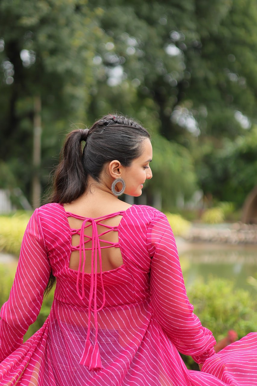 Pink Indo-Fusion Style With This Faux Georgette Jacket-Style Kurti