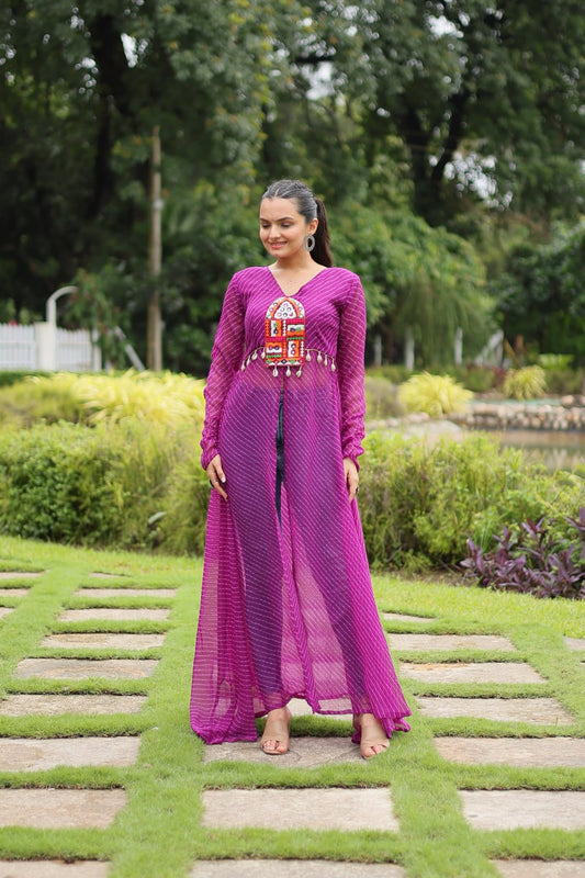 Purple Indo-Fusion Style With This Faux Georgette Jacket-Style Kurti