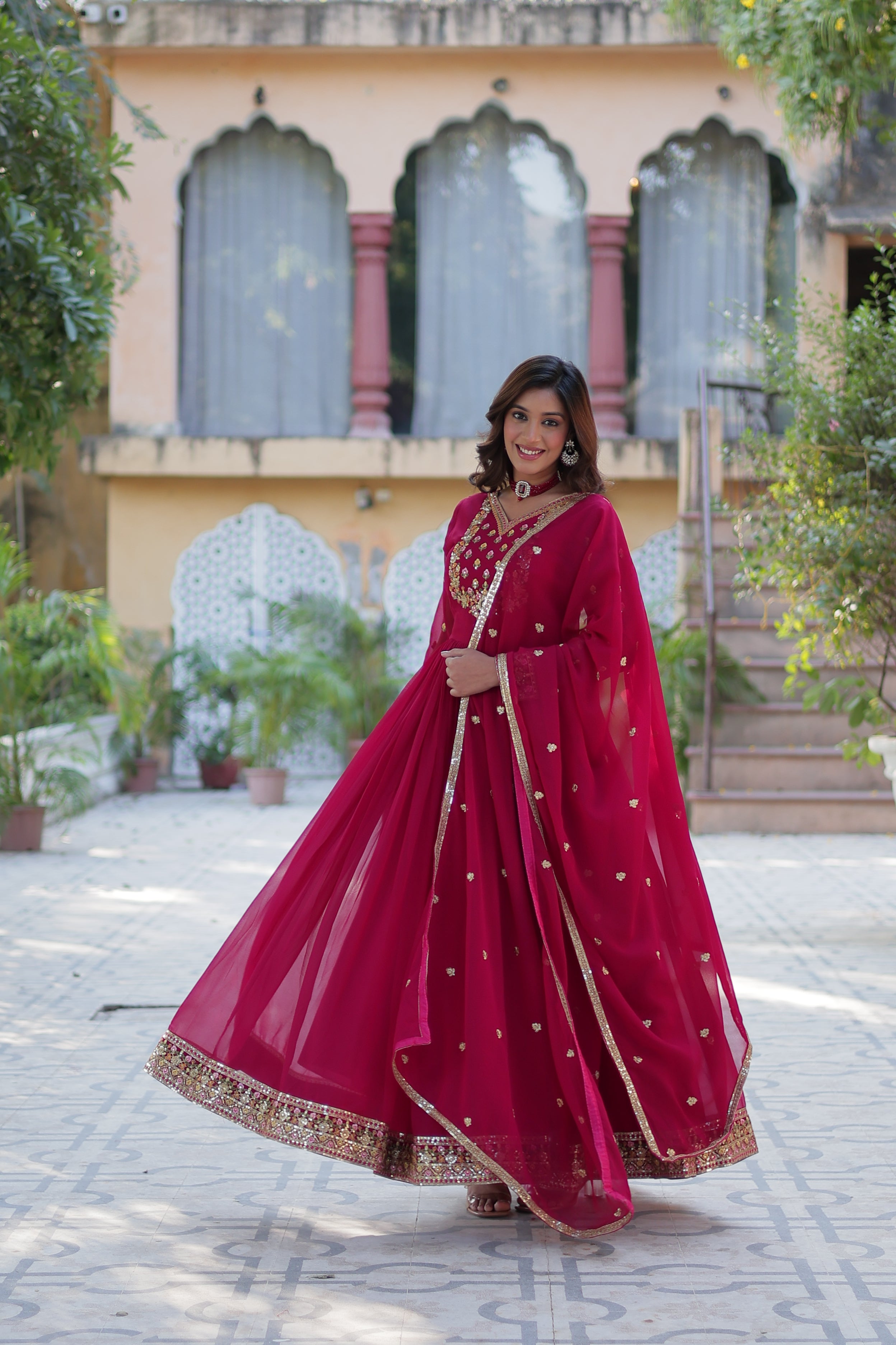 pink gown with dupatta main