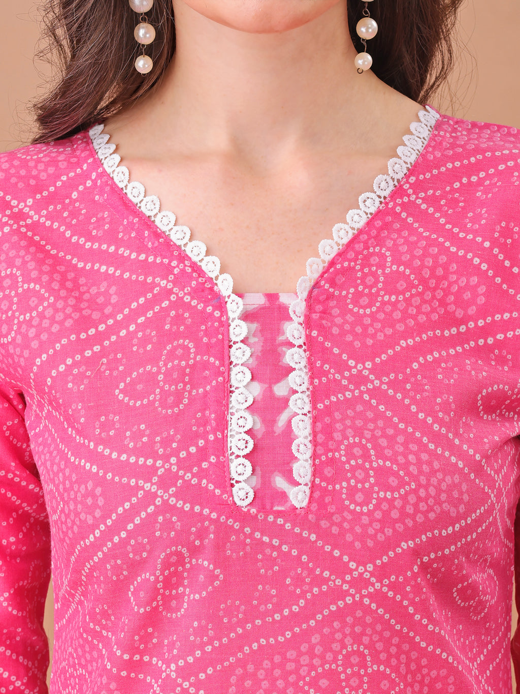pink printed kurta set 