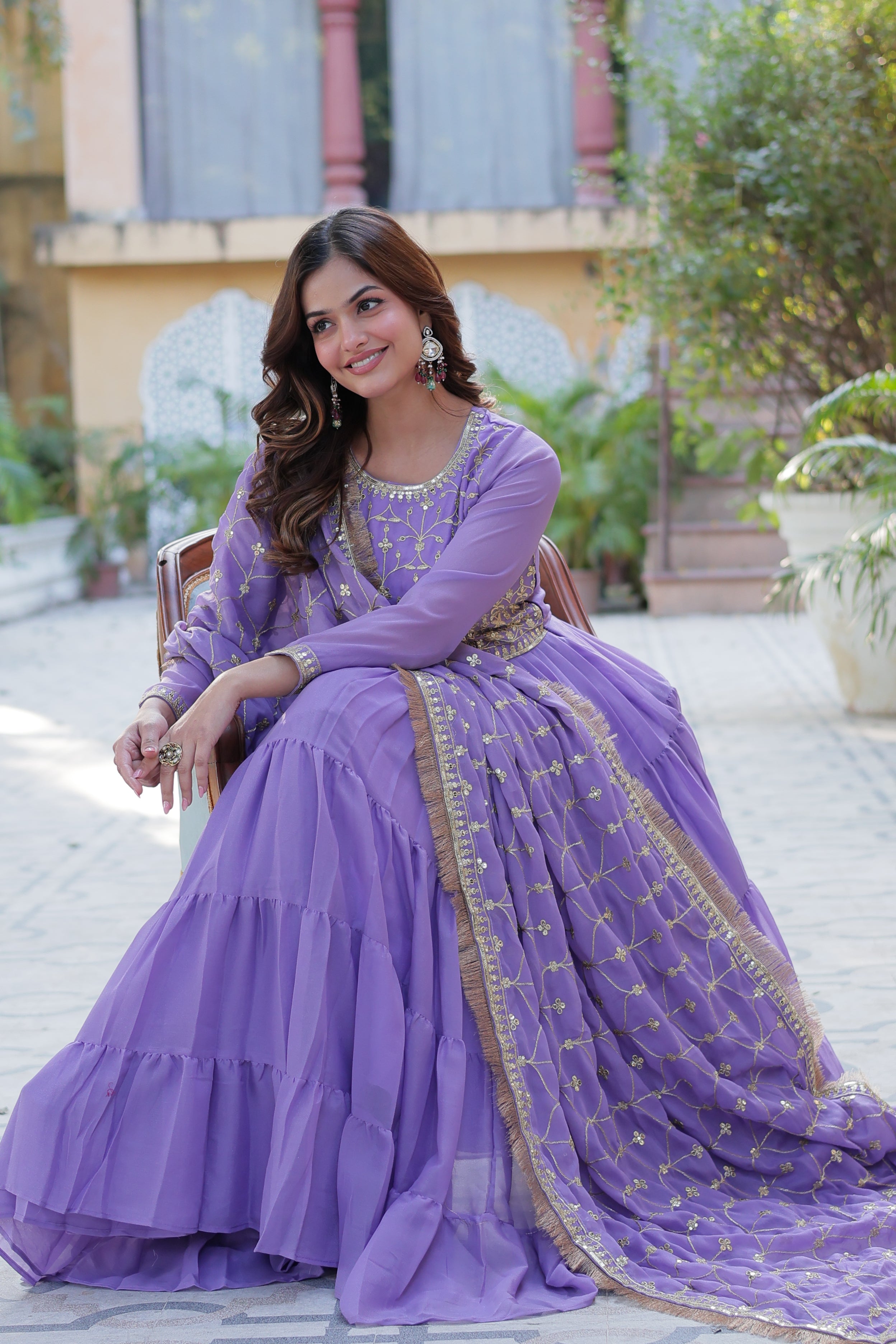 purple gown with dupatta main