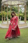 red sharara suit set 