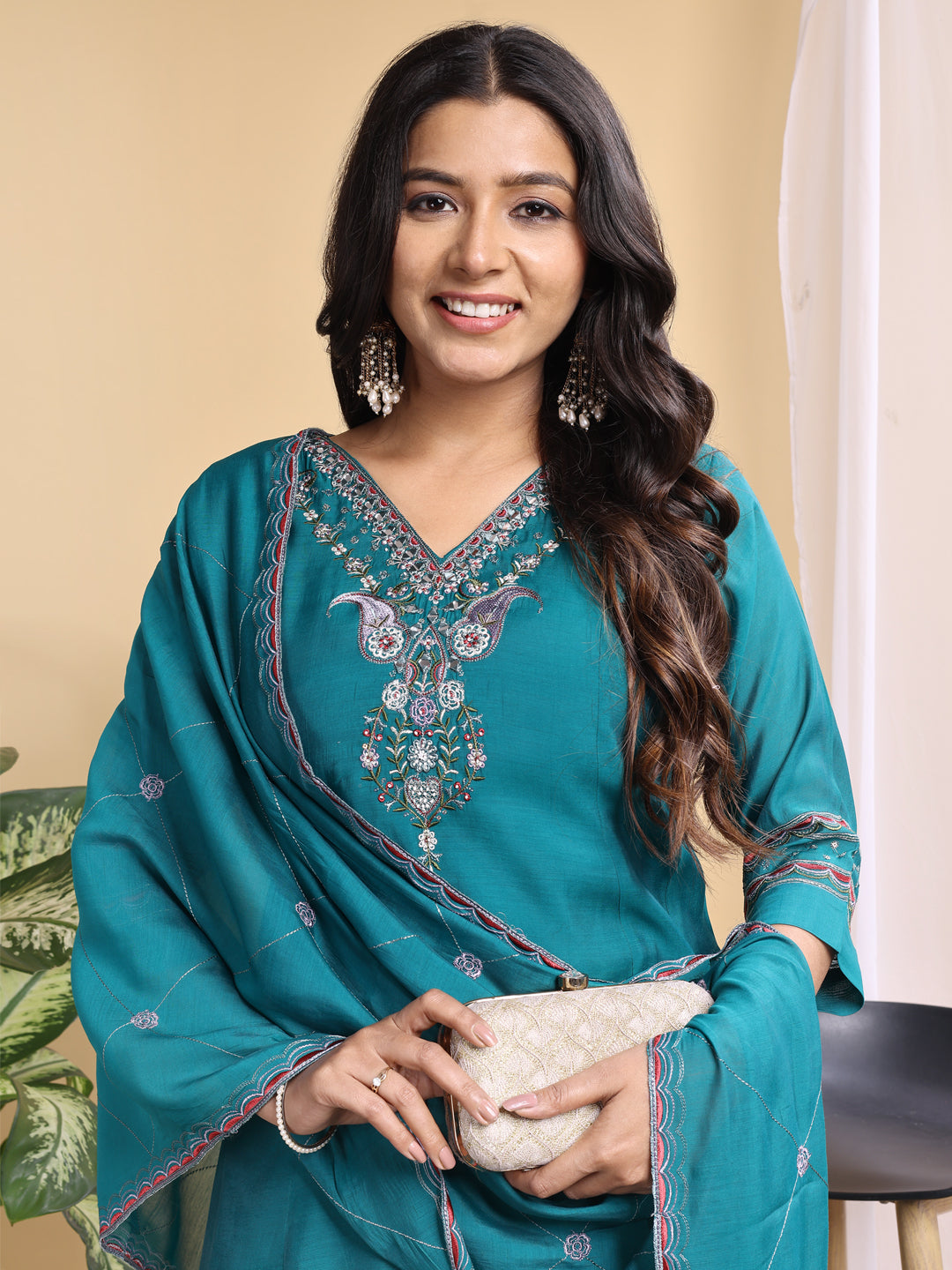 Rama Mal Cotton Embroidery With Hand Work Kurta Set